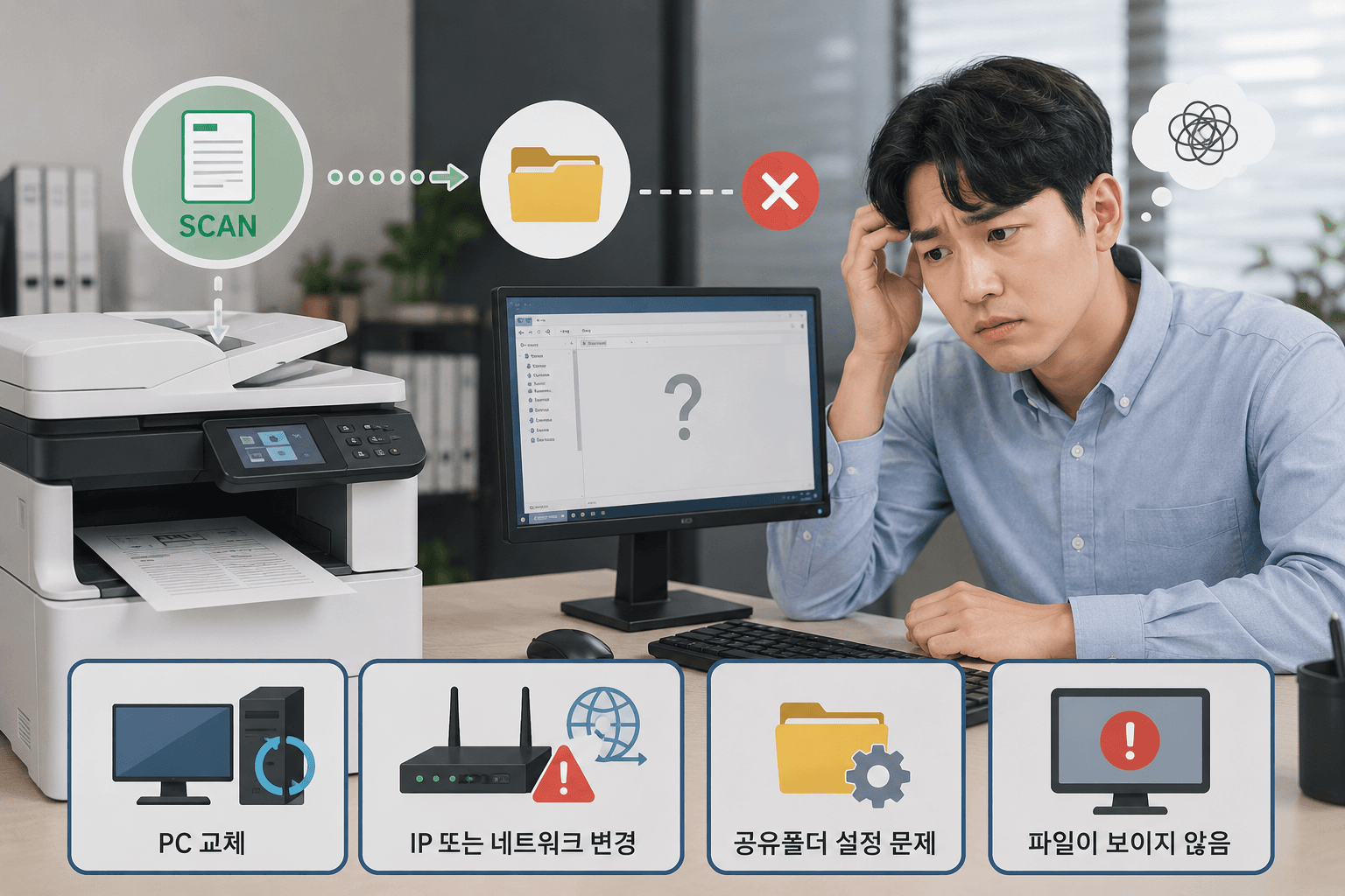 복합기 스캔 파일이 안 보일 때 PC 확인 방법
